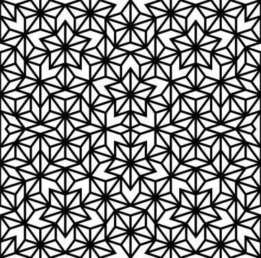 Fütüristik Tekerrür Sanatı. Geometrik Şekiller yazdırılabilir vektör arkaplanının kusursuz deseni.