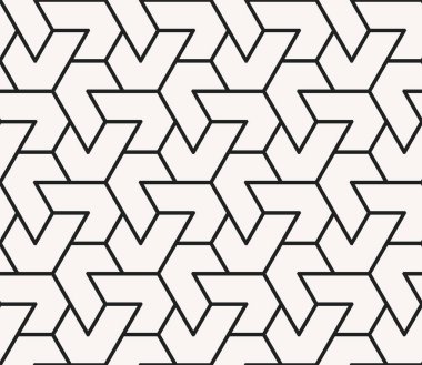 Birbirine kenetlenmiş şekillerin kusursuz deseni. Yazdırılabilir vektörün Geometrik yinelenen deseni.