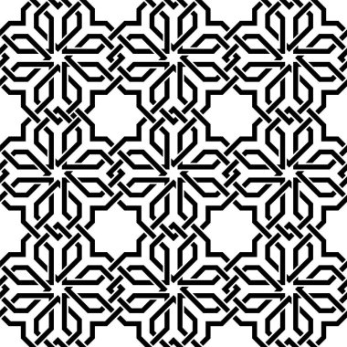 Yıldız şekilli mozaiğin kusursuz Arapça şekli. Yazdırılabilir vektörün tekrarlanan şekli.