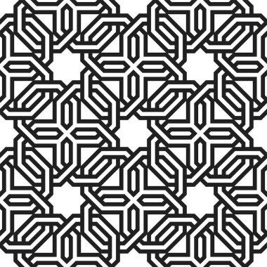 Yıldız şekilli mozaiğin tekrarlanan Arap mozaiği. Yazdırılabilir vektörün geometrik Arabesk deseni.