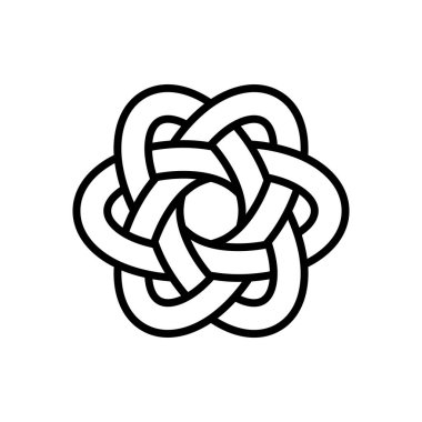 Altı köşeli geometrik yıldız figürü vektörünün sonsuz sembolü. Beyaz arkaplanda izole edilmiş Kelt düğümünün altıgen logosu.