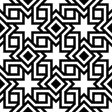 Dekoratif şekillerin tekrarlanan deseni. Yazdırılabilir vektör grafiğinin geometrik kusursuz desenleri.