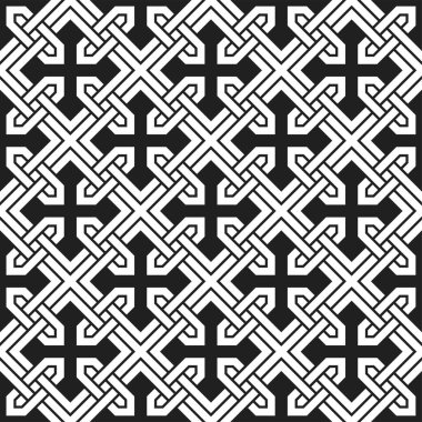 Sanatsal şekiller tekrarlanan kalıplar. Yazdırılabilir vektörün Geometrik Sanat Çizgileri Kusursuz deseni.