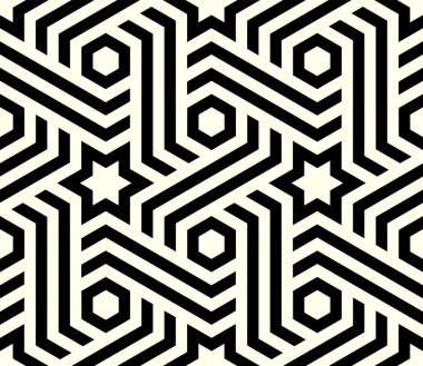 Geometrik yineleme sanatı arka planı. Altıgen Yıldızsız deseni yazdırılabilir vektörü.