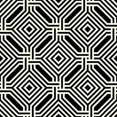 Modern Çizgilerin Geometrik desenleri tekrarlanıyor. Yazdırılabilir vektör sanatının kusursuz şablon arka planı.