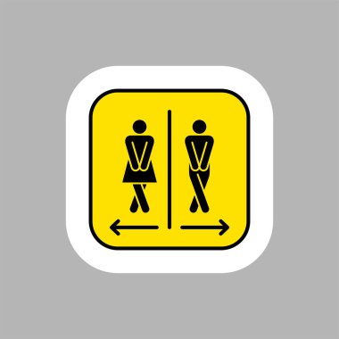 Tuvalet Piktogramı. Bilgi etiketi. Yazdırılabilir simge vektörünün silüeti olan tuvalet sembolü.