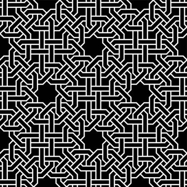 Grafik tasarımının tekrarlanan geometrik kalıpları. Basılabilir vektörün kusursuz deseni. Bağlantı düğümleri kapak tasarımı.