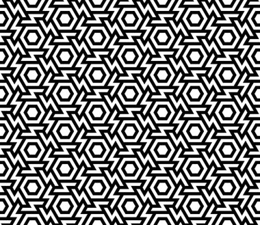 Grafik tasarımlarının tekrarlanan kalıpları. Yazdırılabilir vektörün geometrik kusursuz deseni. Kapak arkaplan tasarımının iç içe geçmiş düğüm çizelgesi.