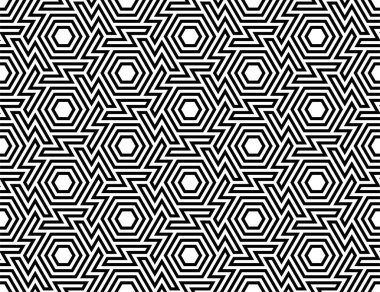 Yazdırılabilir Art vektörünün geometrik desenleri tekrarlanıyor. Kusursuz desen kapağı arka planının grafiksel tasarımı. Bağlantı düğümleri pankart arkaplan tasarımı.