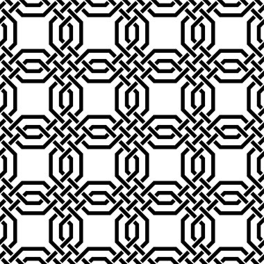 Geometrik tekrarlama sanatı. Yazdırılabilir vektörün kusursuz şablon arka planı. Arkaplan tasarımının iç içe geçmiş düğümleri arka plan kapağı.