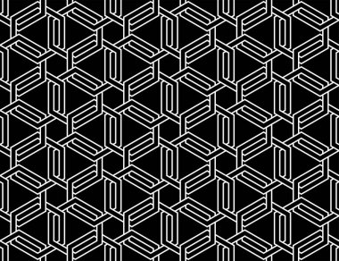 Grafik tasarımının tekrarlanan geometrik kalıpları. Basılabilir vektörün kusursuz deseni. Bağlantı düğümleri kapak tasarımı.