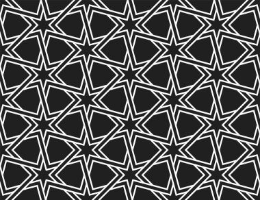 Geometrik grafik tasarımının tekrarlanan kalıpları. Basılabilir vektörün kusursuz deseni. Bağlı düğüm kapağı arkaplan düzeni arkaplan tasarımları.