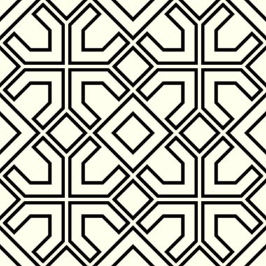 Grafik tasarımlarının tekrarlanan kalıpları. Yazdırılabilir vektörün geometrik kusursuz deseni. Kapak arkaplan tasarımının iç içe geçmiş düğüm çizelgesi.