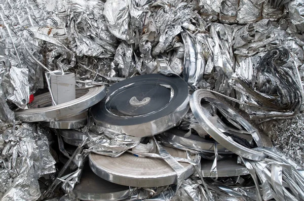 Montón Papel Aluminio Clasificado Para Reciclar Closeu — Foto de Stock
