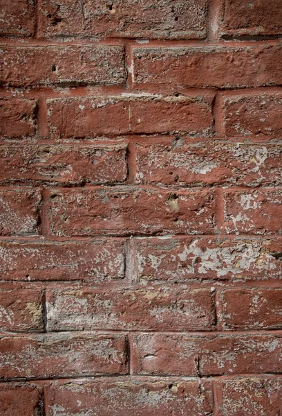 Vecchio Muro Mattoni Rosso Dipinto Closeu — Foto Stock