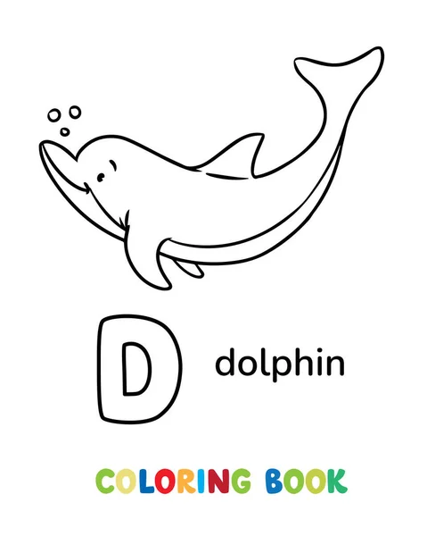 Delfin Wodzie Kolorowanka Strony Smiley Śmieszne Ryby Lub Ssaków Zwierzęta — Wektor stockowy