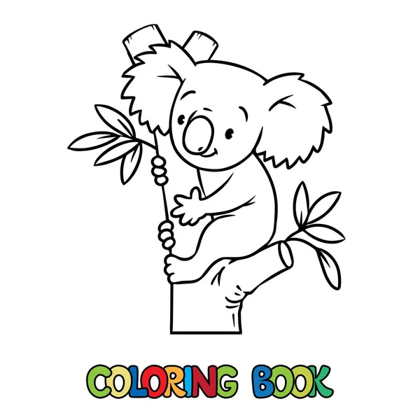 Koala Bear Coloring Book Coloring Picture Funny Animal Eucaliptus Tree — Vector de stock