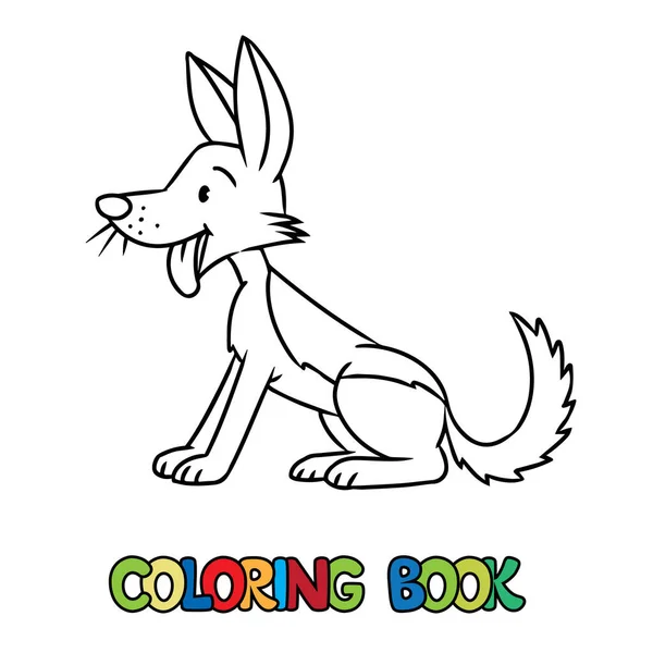 ジャカルのぬり絵 子供のベクターイラスト 面白い座っている動物の着色ページ — ストックベクタ