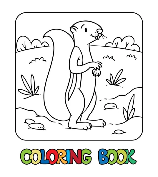 Xerus Oder Eichhörnchen Malbuch Kindervektorillustration Malvorlagen Von Lustigen Stehenden Tieren — Stockvektor