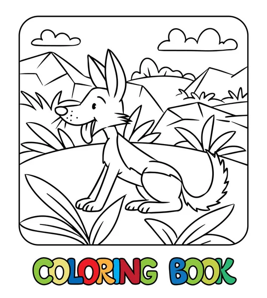 Libro Para Colorear Jakal Ilustración Vectorial Niños Página Para Colorear — Vector de stock