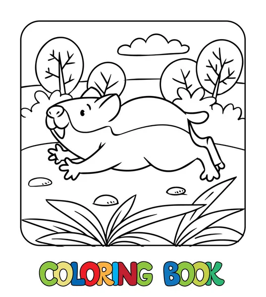 Hamstermalbuch Kindervektorillustration Malvorlagen Von Lustigen Tieren — Stockvektor