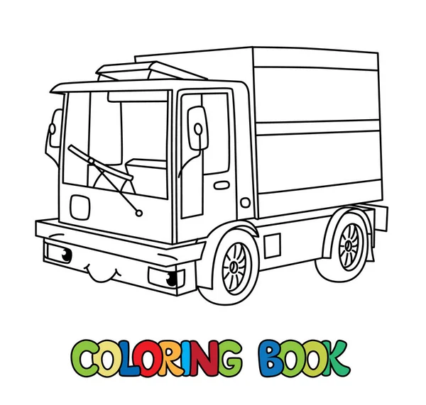 Kleine Grappige Vrachtwagen Vrachtwagen Kleurboek Voor Kinderen Leuke Auto Met — Stockvector