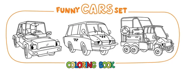 Kleine Grappige Elektrische Auto Kleurboek Set Voor Kinderen Printen Online — Stockvector