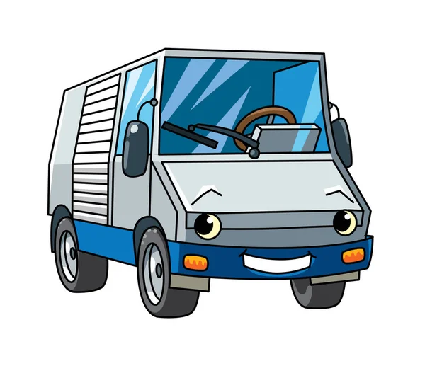 Piccolo Camion Divertente Camion Piccolo Vettore Divertente Auto Consegna Carino — Vettoriale Stock