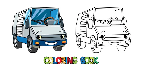 Piccolo Divertente Camion Camion Colorare Libro Bambini Piccolo Vettore Divertente — Vettoriale Stock