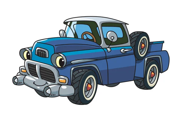 Mała Zabawna Stara Ciężarówka Lub Ciężarówka Lub Półciężarówka Wektor Ilustracji — Wektor stockowy