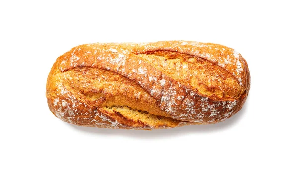 Čerstvý Chléb Izolovaný Bílém Pozadí Pohled Shora — Stock fotografie