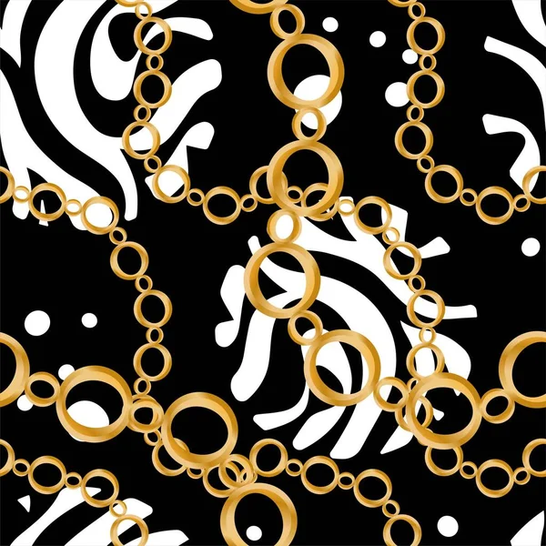 Nahtloses Muster Mit Edelsteinen Goldketten Und Perlen — Stockvektor