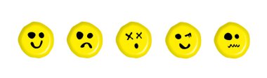 Şirin emoji seti. Yüz ifadeleri simgesi seti.