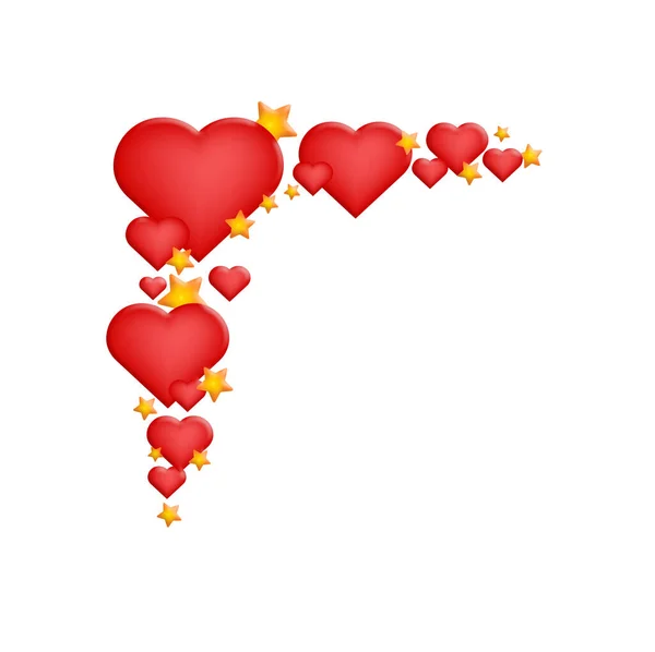 Davetiye Kart Çerçeveli Güzel Kalp Yıldız Süslemeleri — Stok fotoğraf