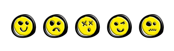 Lindo Conjunto Emoji Conjunto Iconos Expresiones Faciales — Foto de Stock