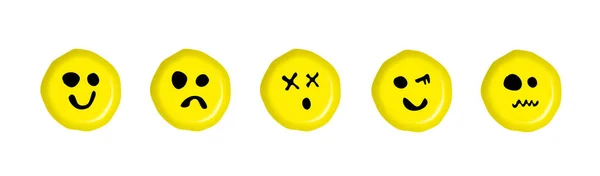 Roztomilý Emoji Set Ikona Výrazů Obličeje Nastavena — Stock fotografie
