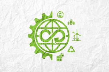 circular economy icons on white background