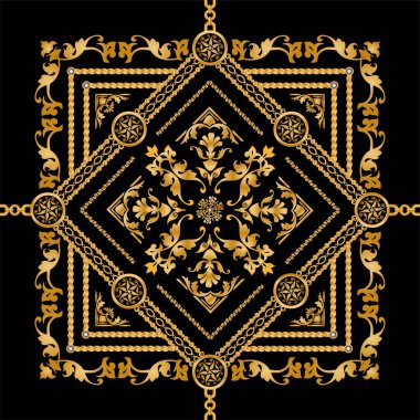 Değerli taşlar, altın zincirler ve incilerle süslenmiş kusursuz desenler..