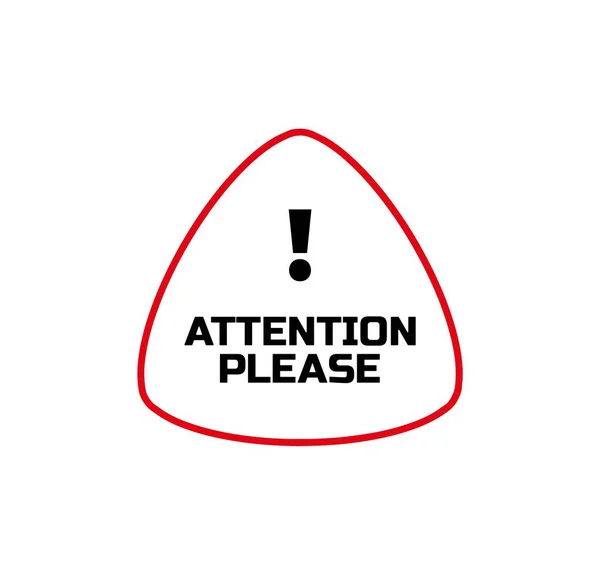 Attention Please Sign White Background — Stock Vector
