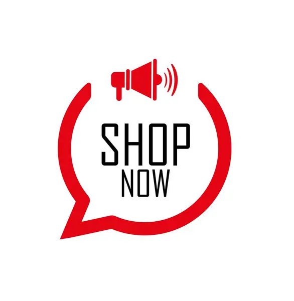 Shop Now Button White Background — Vetor de Stock