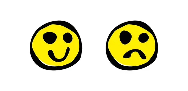 Grunge Emoji Set Ansiktsuttryck Ikon Set — Stock vektor