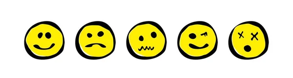 Juego Emojis Grunge Conjunto Iconos Expresiones Faciales — Vector de stock