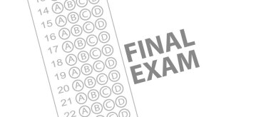 Beyaz arkaplanda son sınav işareti