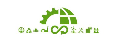 circular economy icons on white background