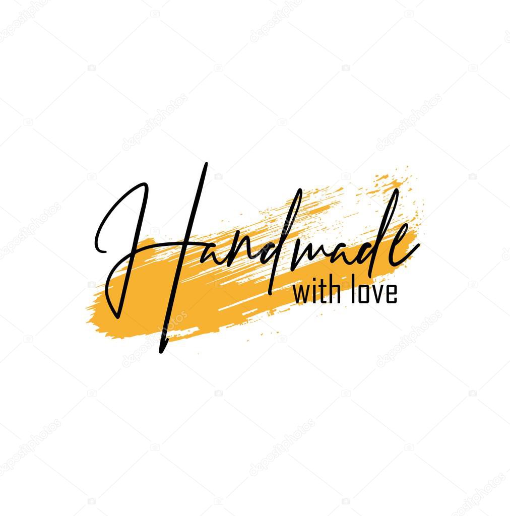 Handmade with love sign on white background