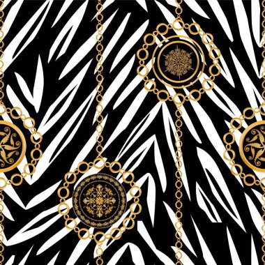 Değerli taşlar, altın zincirler ve incilerle süslenmiş kusursuz desenler..