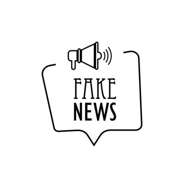 Beyaz arkaplanda sahte haber işareti