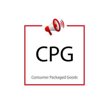 Beyaz arkaplanda Tüketici Paketlenmiş Mallar metni