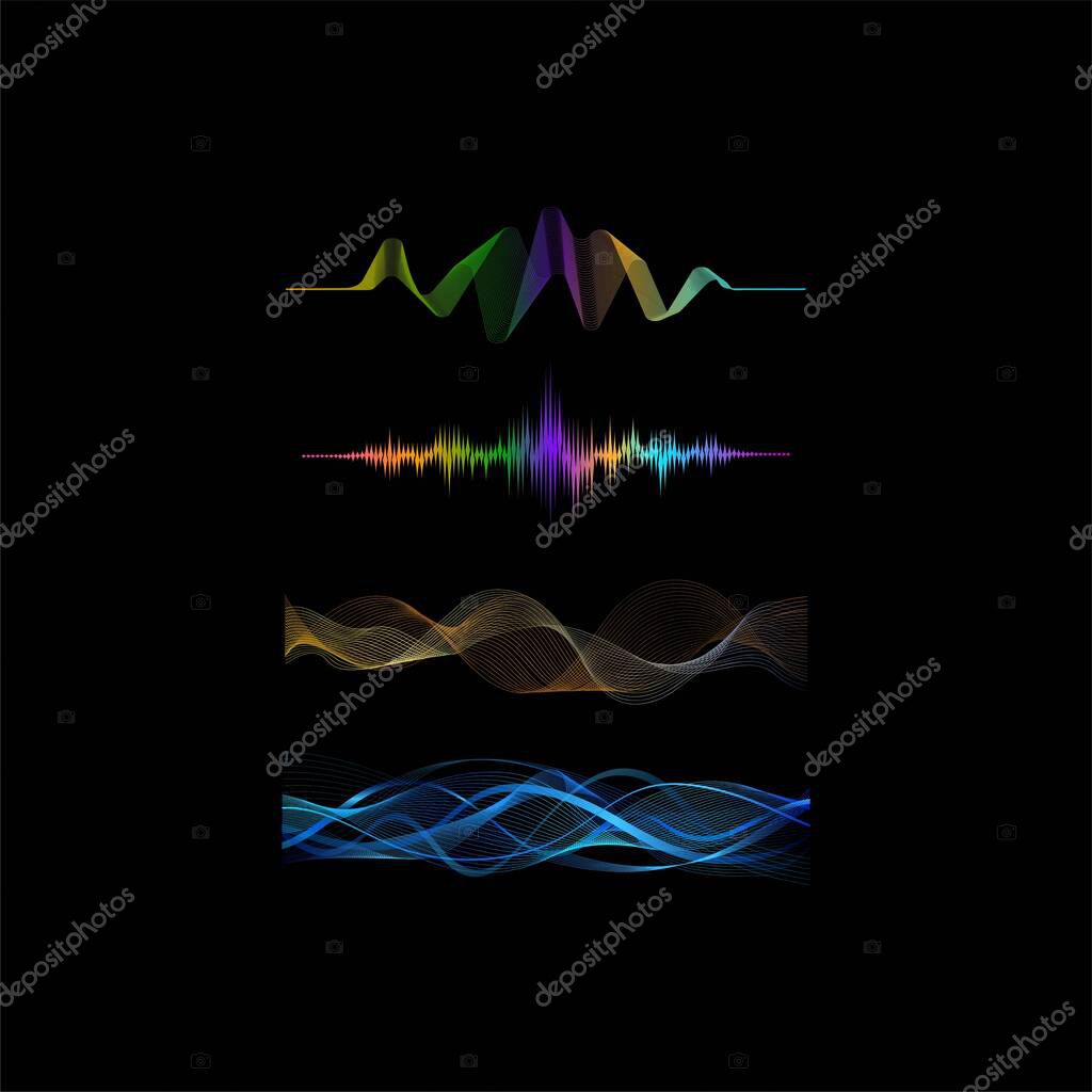 Technology and future icons on black background