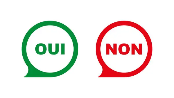 Oui Não Texto Sobre Fundo Branco Sim Não Língua Francesa —  Vetores de Stock